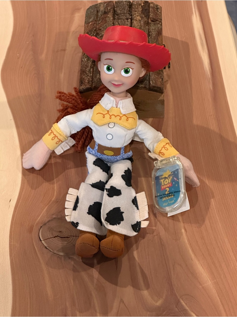 Excellent Condition - Disney Jessie Doll with Red Hat and Cowprint Outfit